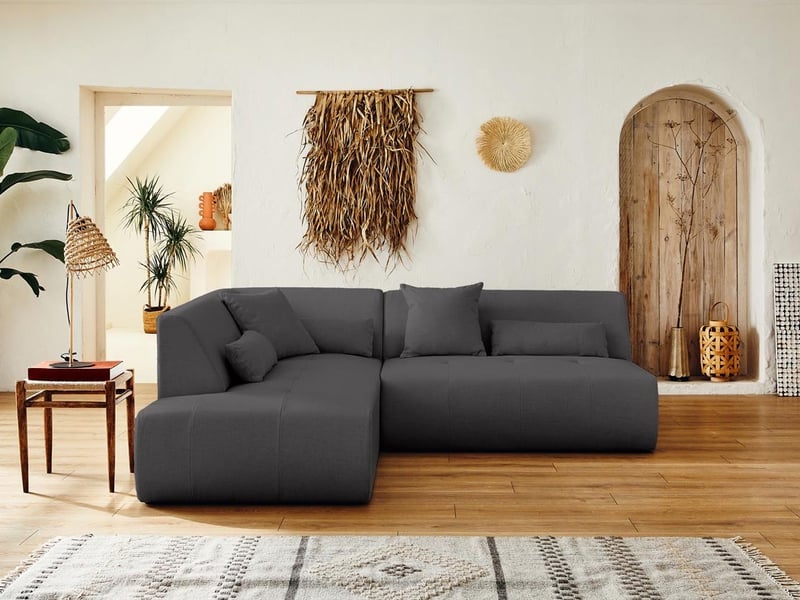 Onyx - canapé modulable d'angle gauche 5 places - en tissu - lisa design - gris foncé ONYX - Conforama E