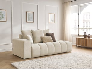 Canapé droit fixe BOBOCHIC MONT-BLANC 4 places Velours beige