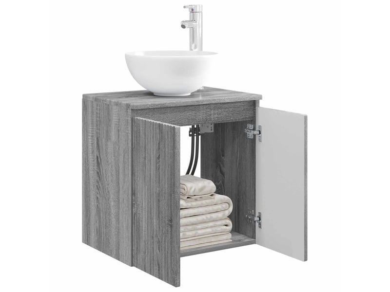 Vanité de lavabo mural, meuble de rangement sonoma gris 49.5x41x64.5 cm shl9643 - Conforama C