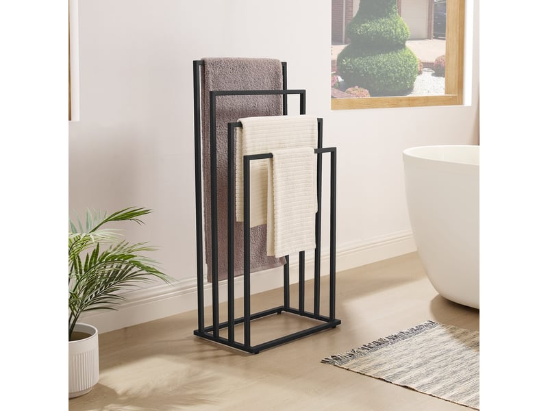  Porte-serviettes industriel à 4 niveaux en acier noir  - Conforama B