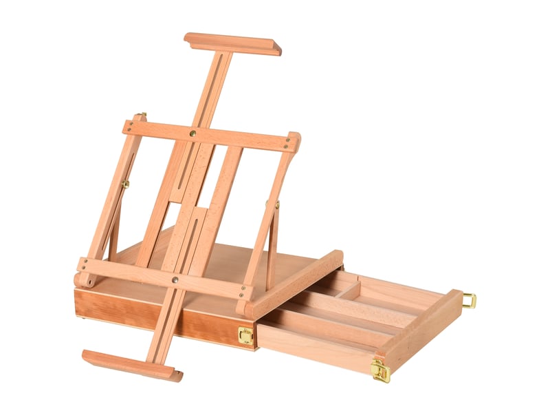  Chevalet de table pliable en hêtre avec tiroir et poignée 42x36x12.5 cm  - Conforama B