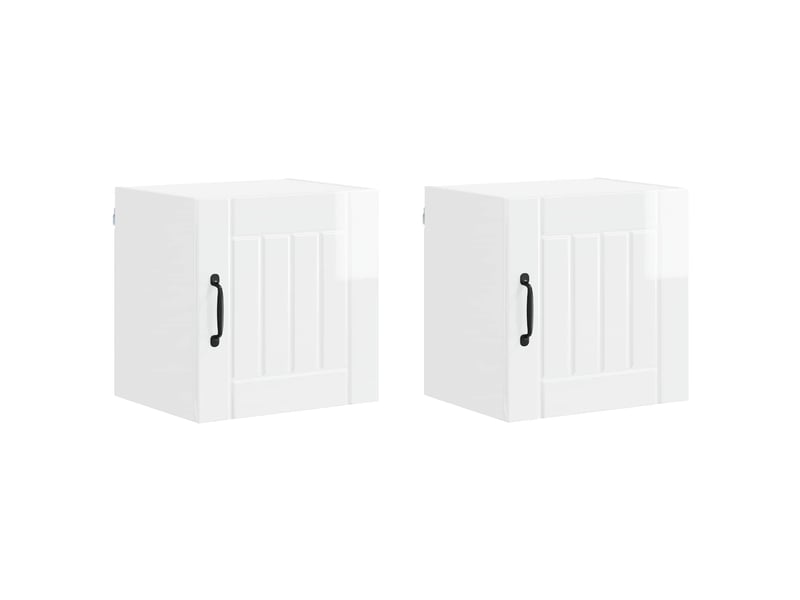  Meuble mural de cuisine, armoire de cuisine 2 pcs blanc brillant bois d'ingénierie shl2176  - Conforama A