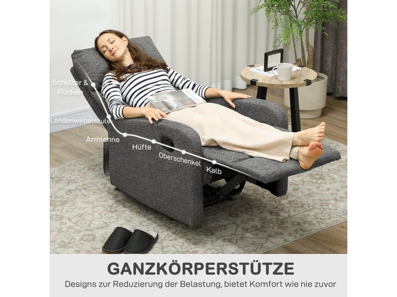  Fauteuil relax gris homcom inclinable avec repose-jambes réglable – confort salon moderne  - Conforama E