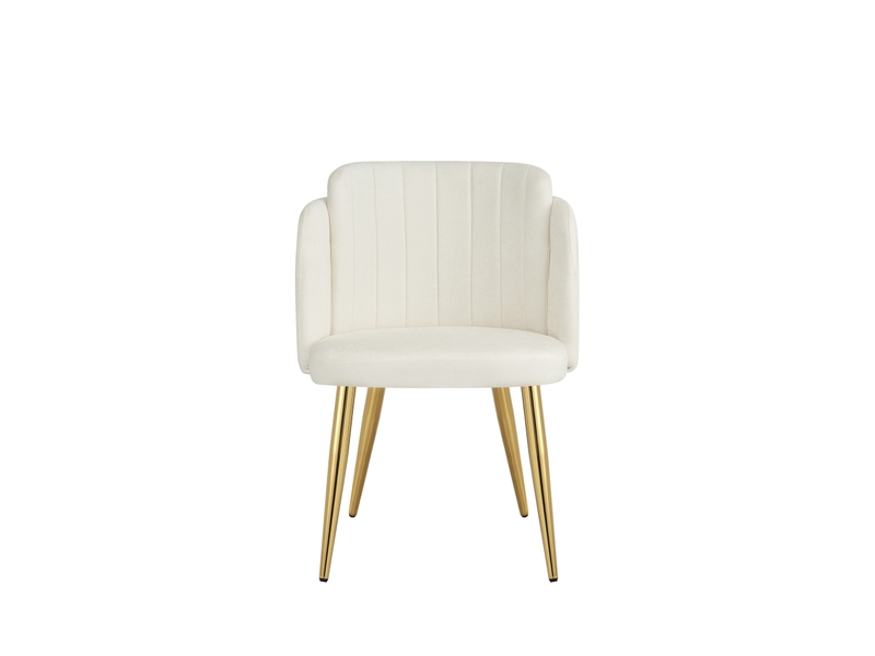  Lot de 4 chaises de salle à manger rembourrées 58,5x62x78 cm blanc et doré  - Conforama D