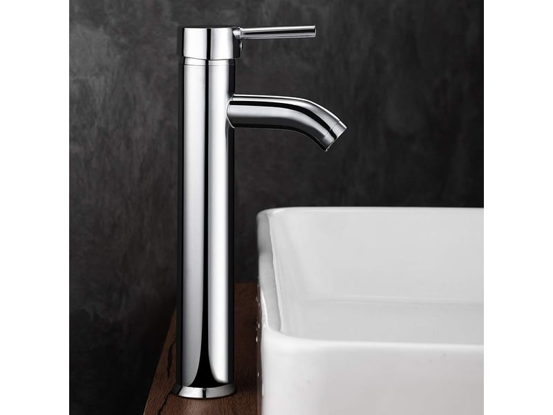  Robinet avec haut robinet pour lavabo ou vasque de salle bain, chaude et froide réglable de mitigeur lavabo, laiton chromé  - Conforama B