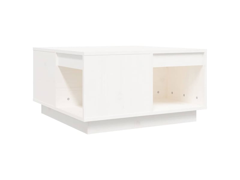  Table basse - table de salon - table à thé blanc 60x61x32,5 cm bois massif de pin  - Conforama A