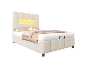 Lit coffre 90x200 cm <strong></strong>  <strong></strong> coloris beige