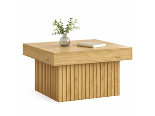 Table basse avec plateau et base stables, style minimaliste, en mdf et panneau de particules, naturel, 79 × 79 × 46 cm