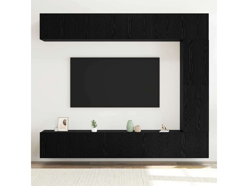  Ensemble meuble tv - banc tv - meuble de rangement 5 pcs chêne noir bois d'ingénierie  - Conforama D