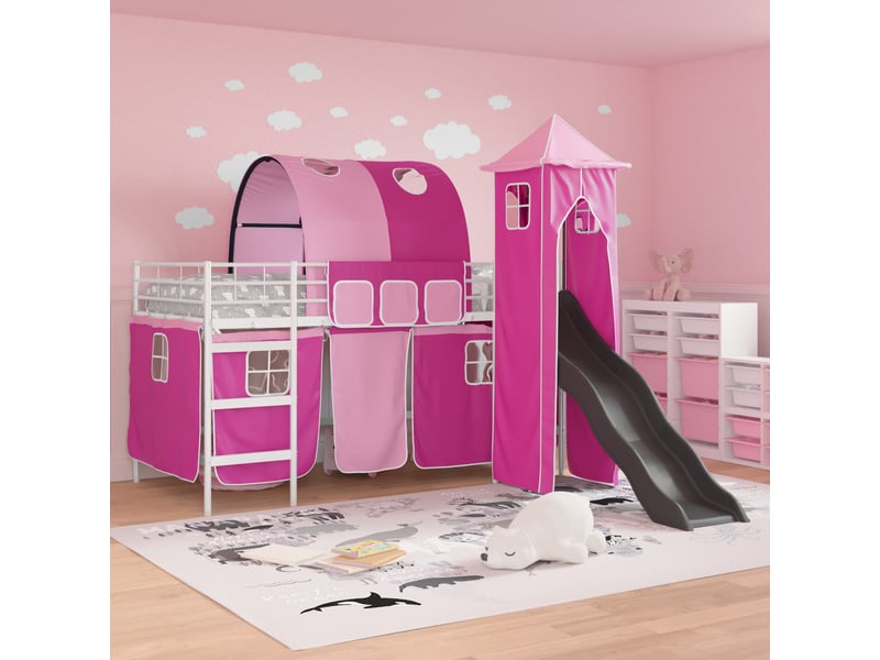 Cadre de lit superposé pour enfants - lit jeune blanc et rose 80 x 200 cm - Conforama C