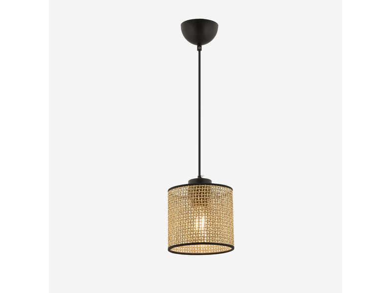  Suspension en métal avec abat-jour en coton balance - noir  - Conforama C
