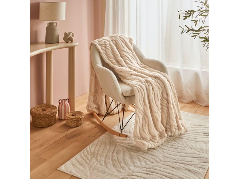  Plaid boucly 180x230cm vagues beige BOUCLY - Conforama D