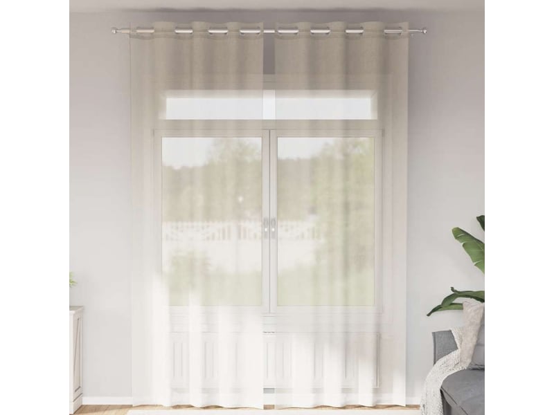  Lot de 2 rideaux en voile, voilages avec œillets crème 140x260 cm cf44355  - Conforama B