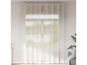 Lot de 2 rideaux en voile, voilages avec œillets crème 140x260 cm cf44355