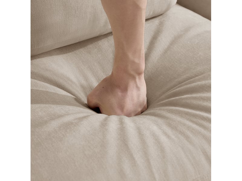  Canapé d'angle modulable 2 places 176x143x88 cm en chenille café clair  - Conforama R