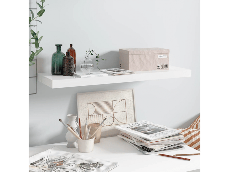  Étagère murale flottante en mdf blanc brillant 80x23,5x3,8 cm- comfortxl  - Conforama B