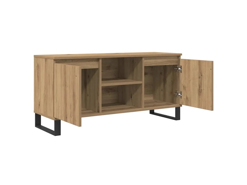  Meuble tv rectangulaire moderne 104 x 35 x 50 cm avec étagères sécurisées style minimaliste en bois d'ingénierie chêne artisanal 02_0052767  - Conforama B