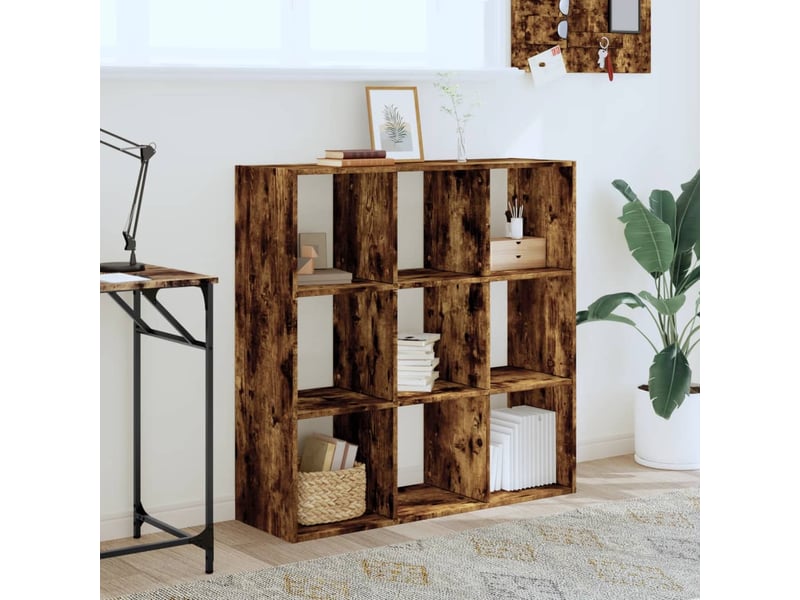  Bibliothèque, étagère de rangement chêne fumé 102x32x102 cm bois d'ingénierie  - Conforama C
