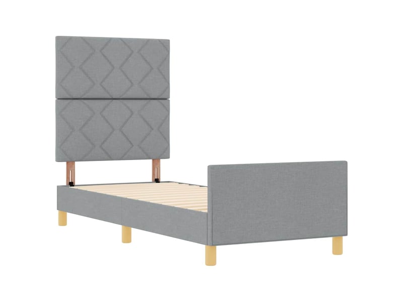  Lit simple- lit adulte -  cadre de lit avec tête de lit gris clair 80 x 200 cm tissu  - Conforama D