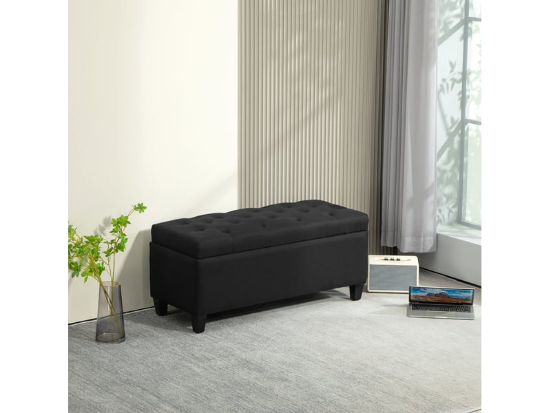  Banquette de rangement 100x40x44 cm siège relevable polyester noir  - Conforama B