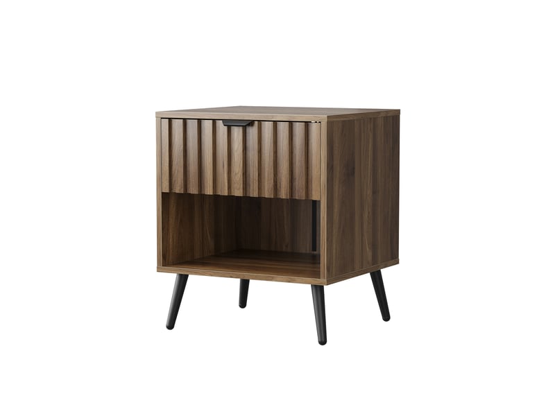  Table de chevet moderne, noyer, avec tiroir intégré, rangement chambre, 45 cm, 1 pièce  - Conforama E