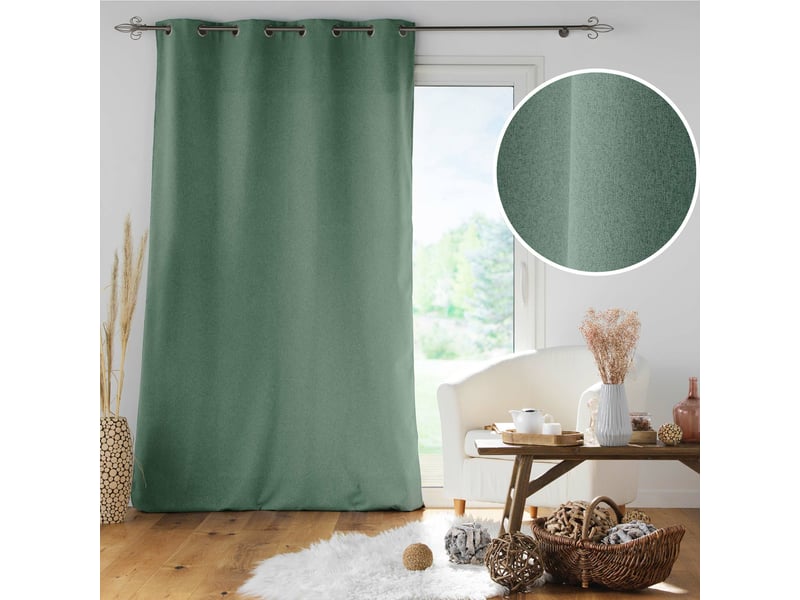  Lot de 2 rideaux à œillets 140 x 260 cm isolants doublure polaire jupiter cèdre  - Conforama B