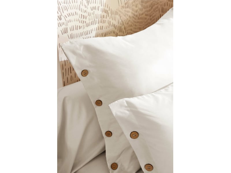  Housse de couette 240 x 220 cm + 2 taies 65 x 65 cm 100% percale de coton 120 fils perrine blanc  - Conforama D