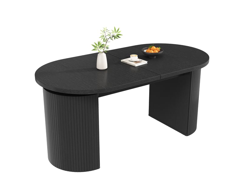  Table à manger extensible 120 à 160 cm, table de cuisine avec rangement discret, mdf, noir Fay Lum - Conforama A