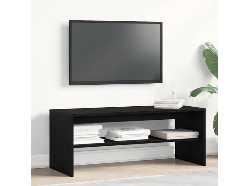  Meuble tv - banc tv - meuble de rangement chêne noir 100x40x40 cm bois d'ingénierie  - Conforama B