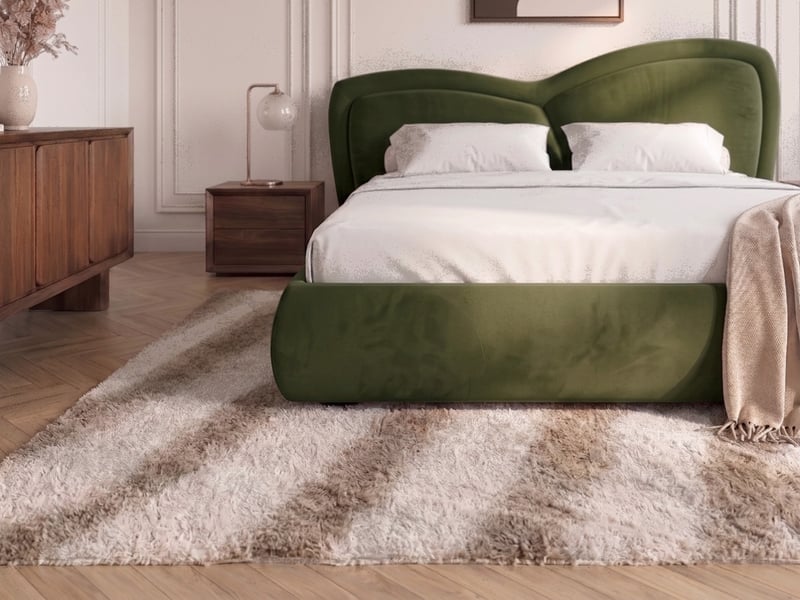 Bobochic lit bas daniela tissu velours lisse vert 140x190 DANIELA - Conforama D
