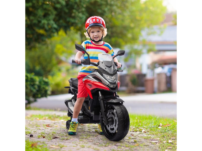 Moto électrique pour enfants, honda, 3 kmh, musique et lumières, 3-6 ans, jusqu'à 30 kg, rouge - Conforama D