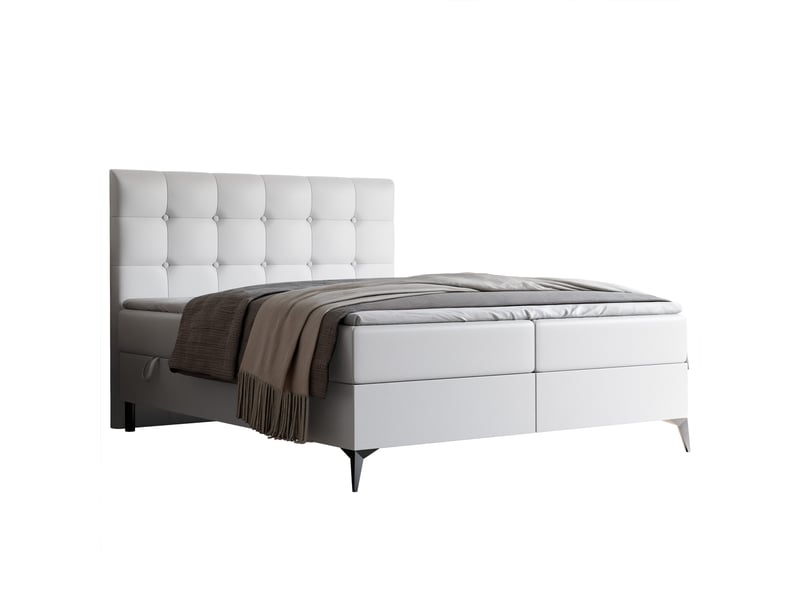  Lit coffre bailey - 180x200 cm - avec matelas et surmatelas - éco-cuir - blanc BAILEY - Conforama A