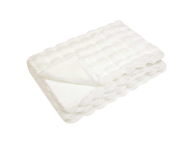 Couverture décorative, couverture antidérapante en fausse de lapin olite blanc shl96874  - Conforama A