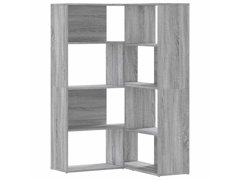  Bibliothèque d'angle à 4 niveaux, armoire à livres sonoma gris bois d'ingénierie  - Conforama A