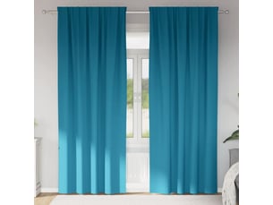 Lot de 2 rideaux occultants, rideaux black-out avec anneaux turquoise 245 x 140 cm cf44803
