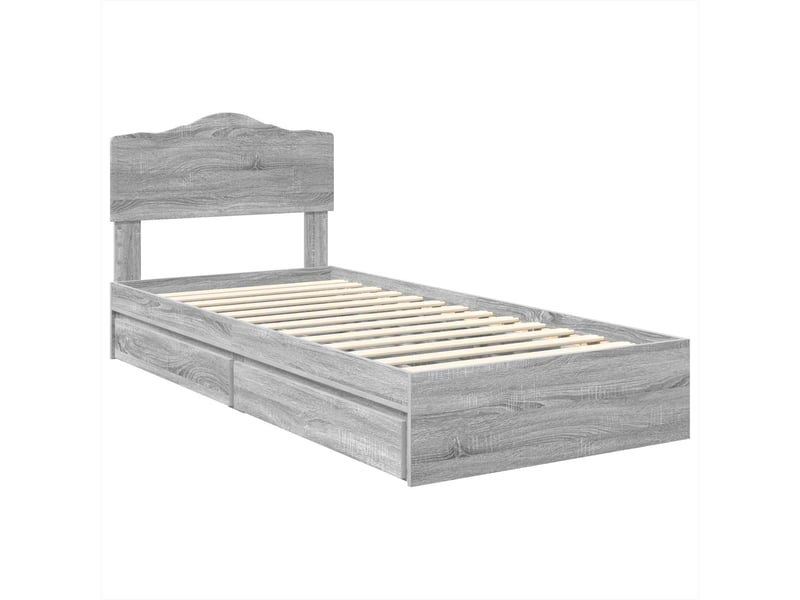 Lit simple- lit adulte - lit de rangement gris sonoma 100 x 200 cm bois d'ingénierie - Conforama C