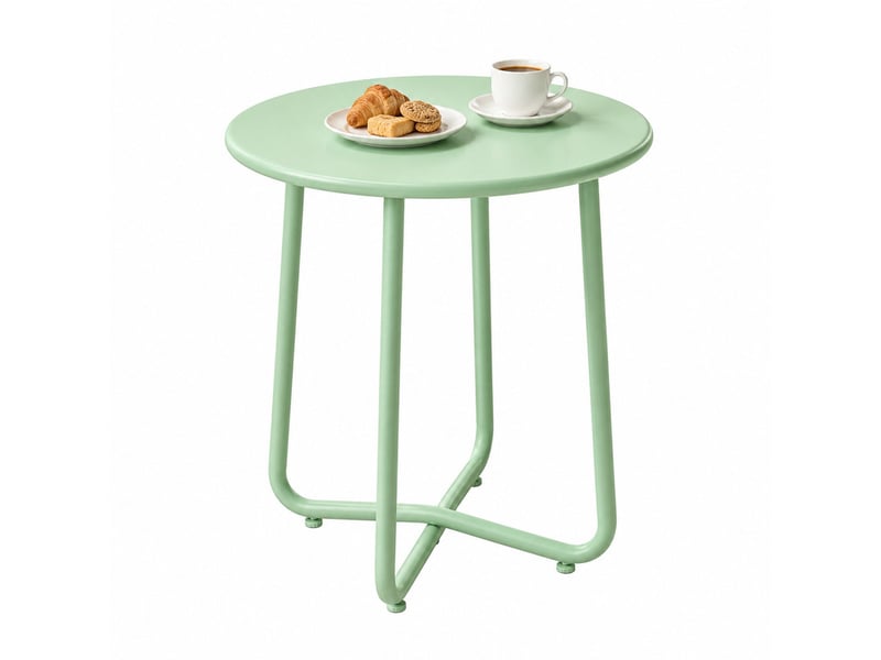  Table basse d'extérieur ø 48 x 51 h cm en métal à pieds réglables verte chicfurn  - Conforama A