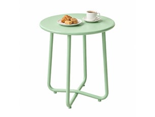 Table basse d'extérieur ø 48 x 51 h cm en métal à pieds réglables verte chicfurn