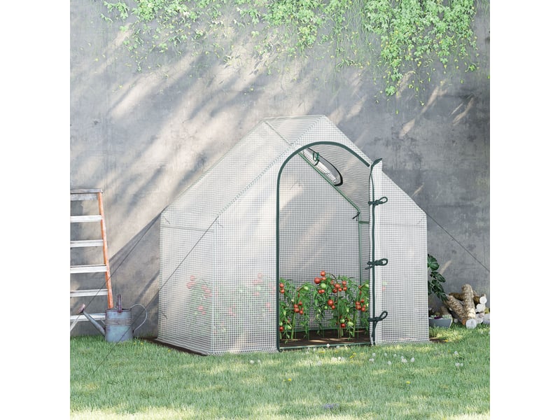  Serre de plain-pied, 1,80 x 1,00 x 1,68 m, serre en bâche résistante, blanche  - Conforama C
