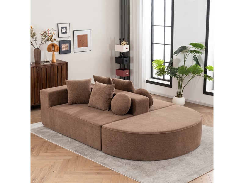  Canapé modulable, canapé de salon — sans montage, sans cadre, style cloud, en tissu chenille  - Conforama C