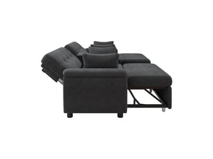 Canapé panoramique, avec couchage d'appoint, dossier réglable, en tissu chenille, coloris gris foncé, l284 x p138 x h89 cm