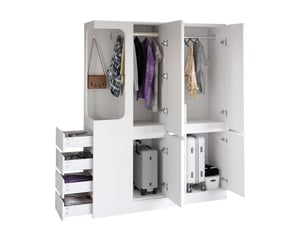 Armoire 4 porte(s) battante  4 tiroir(s) OKWISH  coloris blanc largeur 140 cm