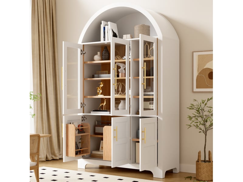  Vitrine blanc 110x40x185 cm avec 3 portes vitrées et rangement  - Conforama E