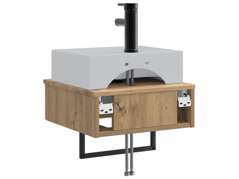 Basin de lavage mural, lavabo chêne artisanal 40x41x39 cm - Conforama E