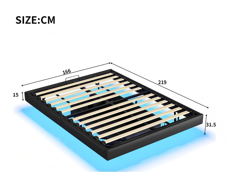  Lit coffre 160x200 cm - led intégrée - cadre de lit pu sans tête - rangement hydraulique - sommier à lattes  - Conforama C