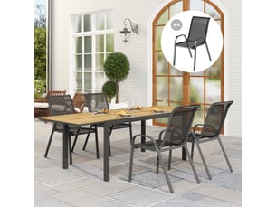 Lot de 4 chaises de jardin empilables avec dossiers hauts en tissu maille respirante cadre acier noir dimensions 54 x 71 x 93 cm