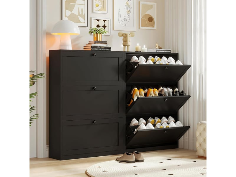  Étagère à chaussures étroite, meuble à chaussures 80x24x116cm (noir)  - Conforama D