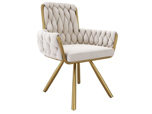 Lot de 6 chaises de salle à manger,55x46x87 cm,pivotantes,velours,beige