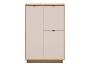 Bibliothèque 3 portes meuble de rangement coloris chêne mauvella beige - longueur 96 x profondeur 42 x hauteur 145 cm