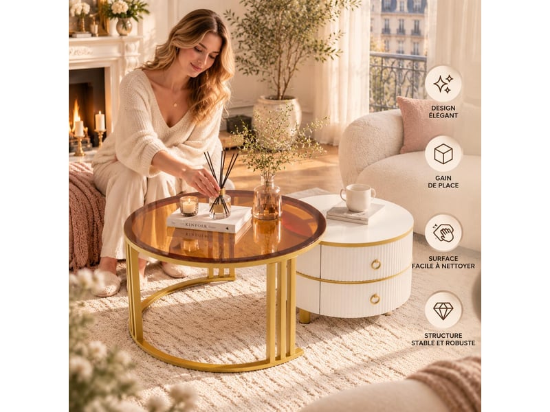 Table basse 70x70x45 cm coloris marron OR3203890GNA - Conforama C